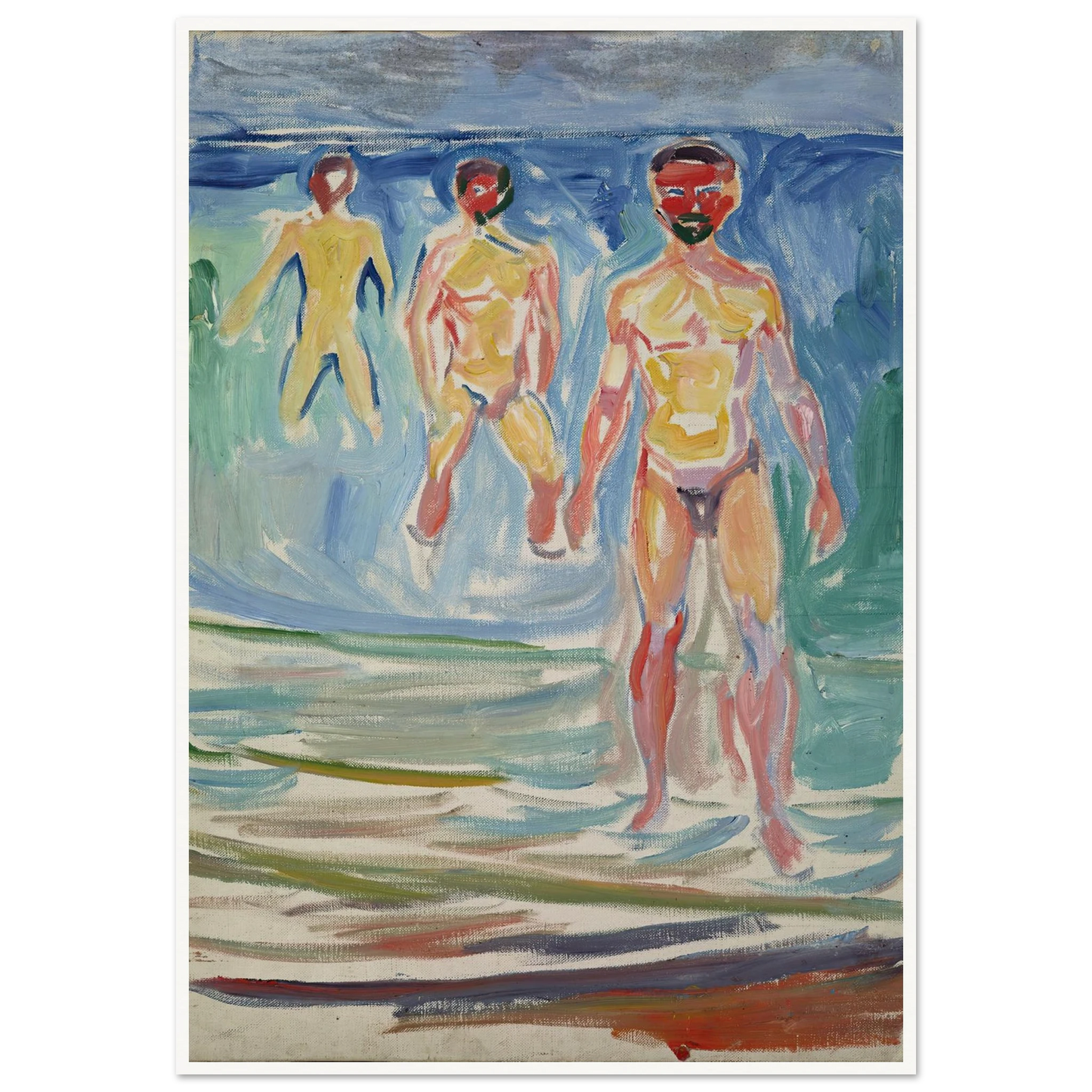 Bathing Men (1907) Art Print | Edvard Munch - Framed Poster - 30x40 cm / 12x16″ - Black frame