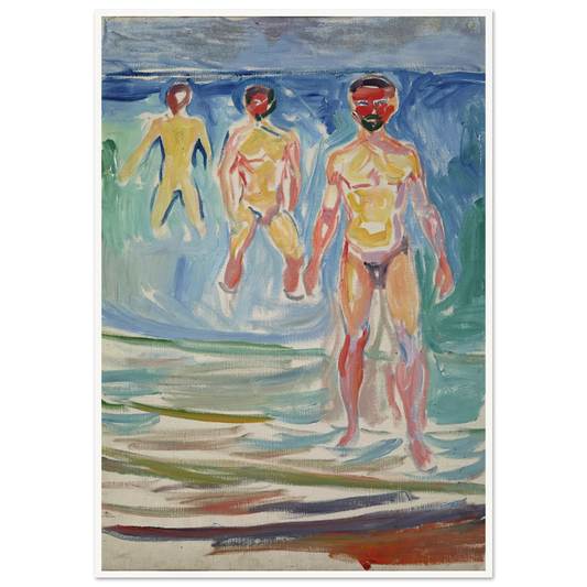 Bathing Men (1907) Art Print | Edvard Munch - Framed Poster - 30x40 cm / 12x16″ - Black frame