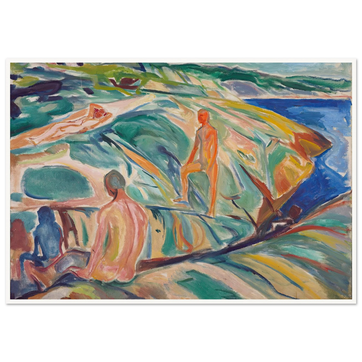 Bathing Men on Rocks (1915) Art Print | Edvard Munch - Framed Poster - 30x40 cm / 12x16″ - Black frame