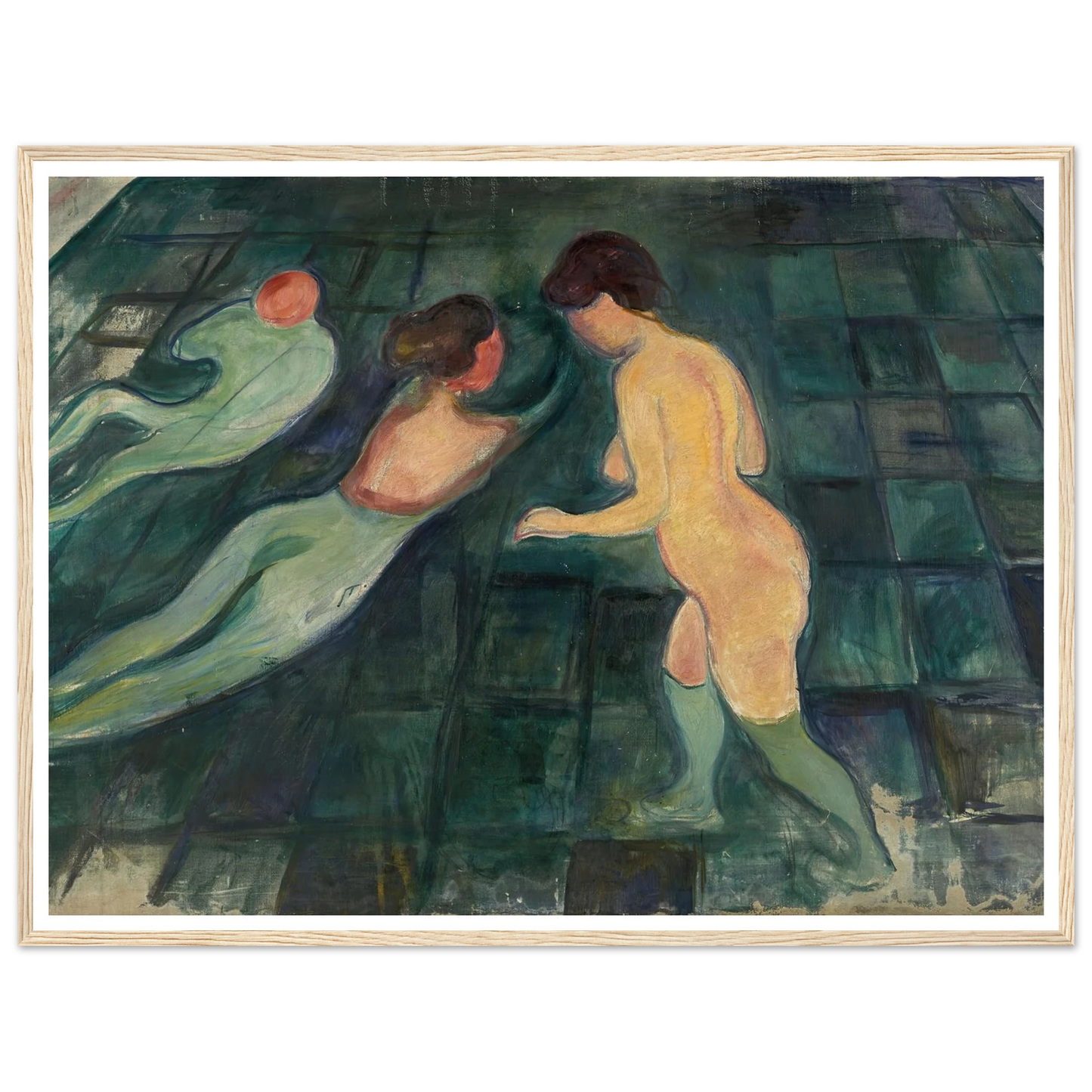 Bathing Women (1896–97) Art Print | Edvard Munch - Framed Poster - 30x40 cm / 12x16″ - Black frame