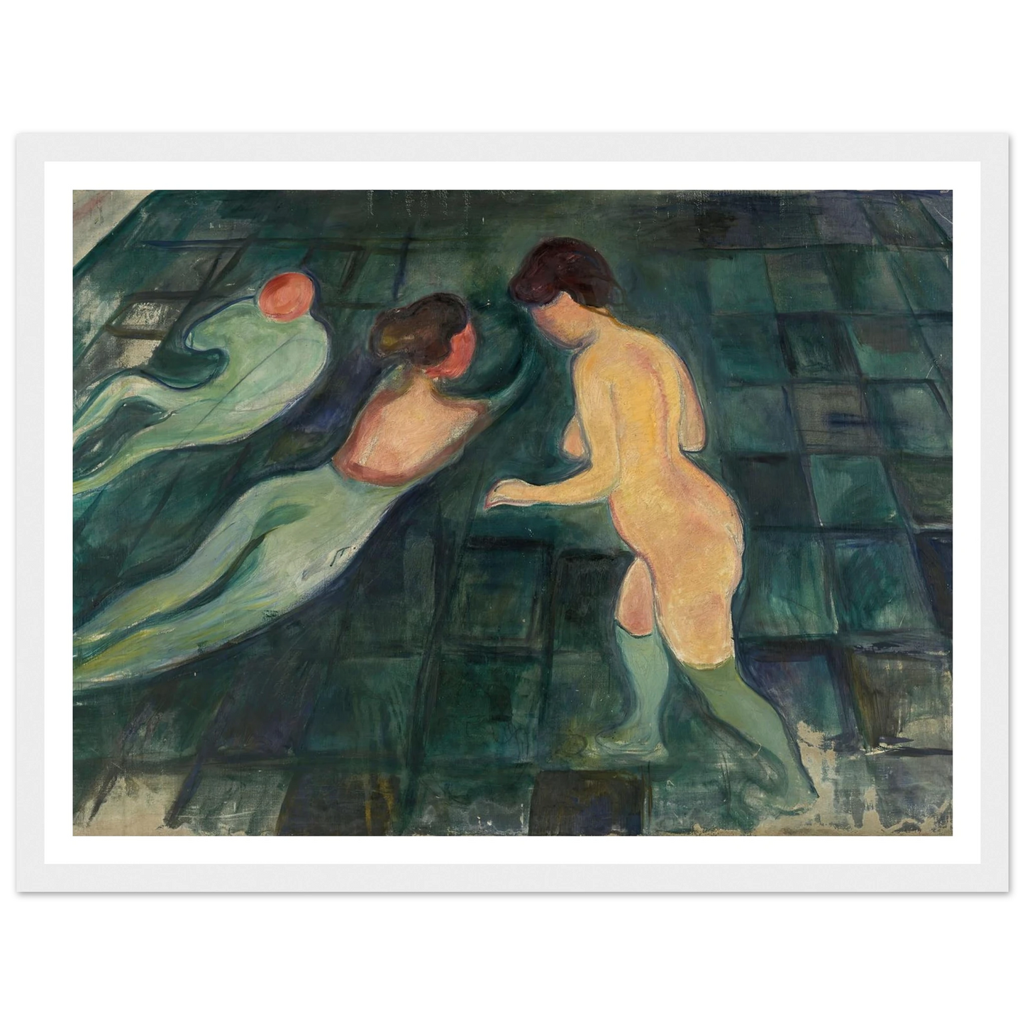 Bathing Women (1896–97) Art Print | Edvard Munch - Framed Poster - 30x40 cm / 12x16″ - Black frame