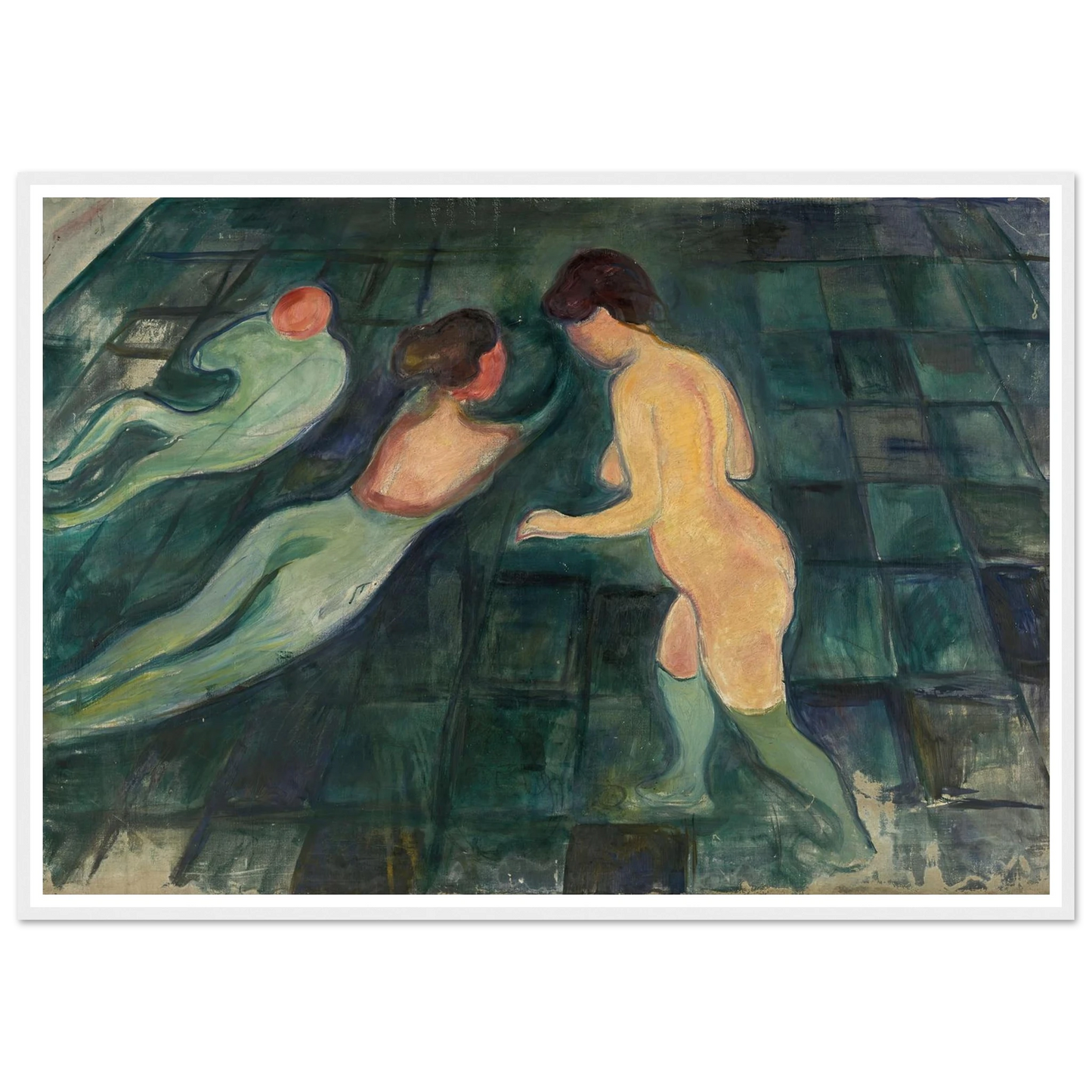 Bathing Women (1896–97) Art Print | Edvard Munch - Framed Poster - 30x40 cm / 12x16″ - Black frame