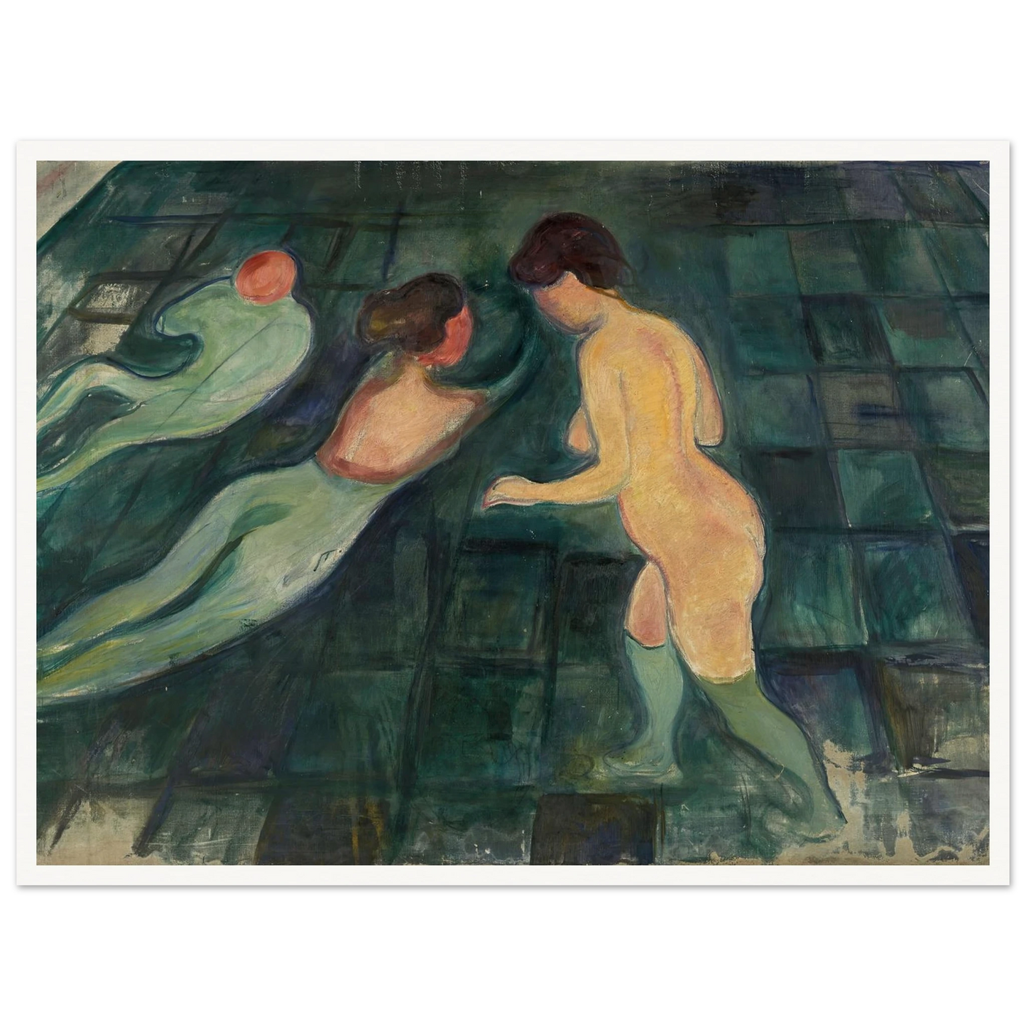 Bathing Women (1896–97) Art Print | Edvard Munch - Framed Poster - 30x40 cm / 12x16″ - Black frame