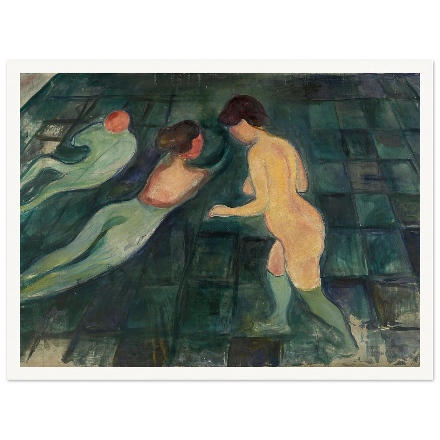 Bathing Women (1896–97) Art Print | Edvard Munch - Framed Poster - 30x40 cm / 12x16″ - Black frame