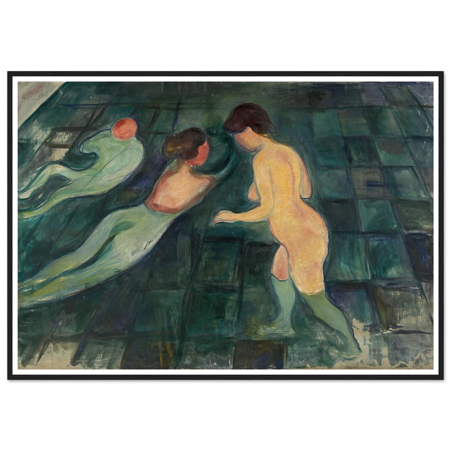 Bathing Women (1896–97) Art Print | Edvard Munch - Framed Poster - 30x40 cm / 12x16″ - Black frame
