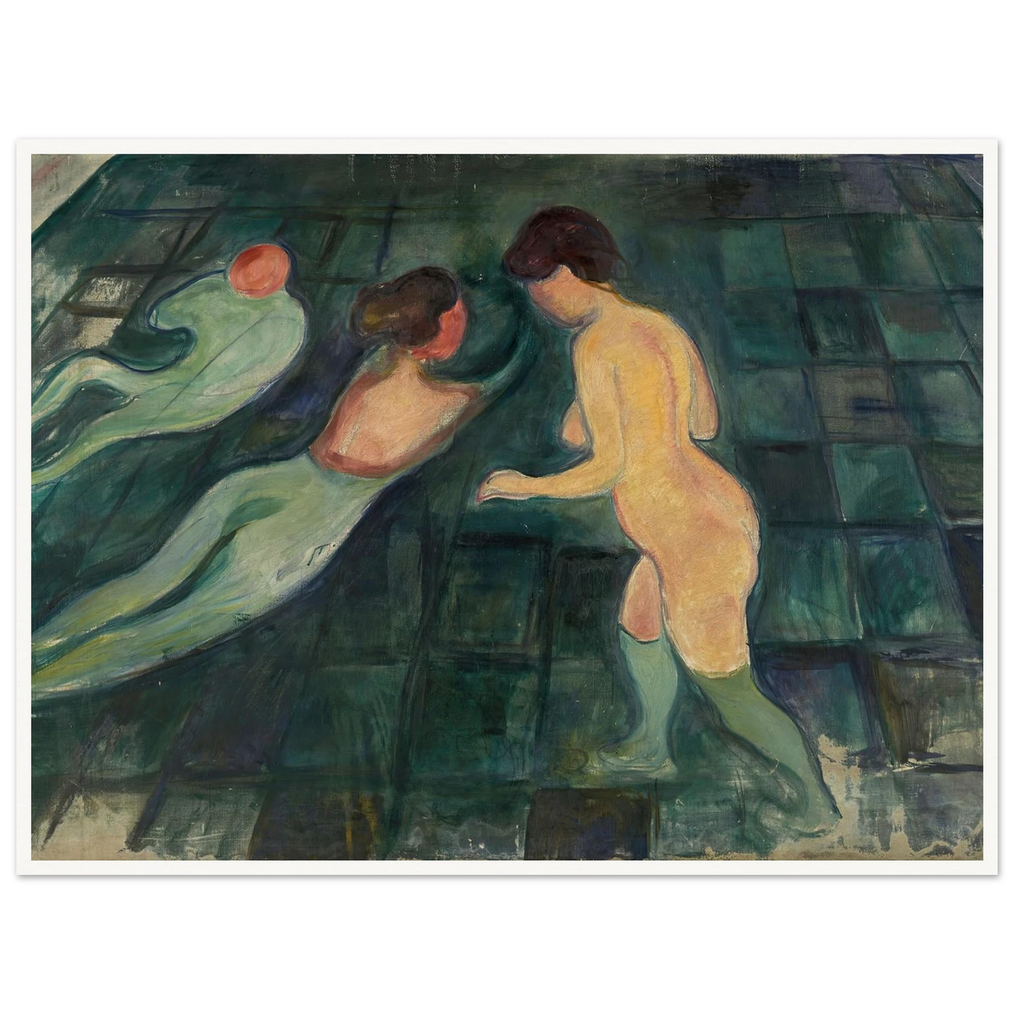 Bathing Women (1896–97) Art Print | Edvard Munch - Framed Poster - 30x40 cm / 12x16″ - Black frame
