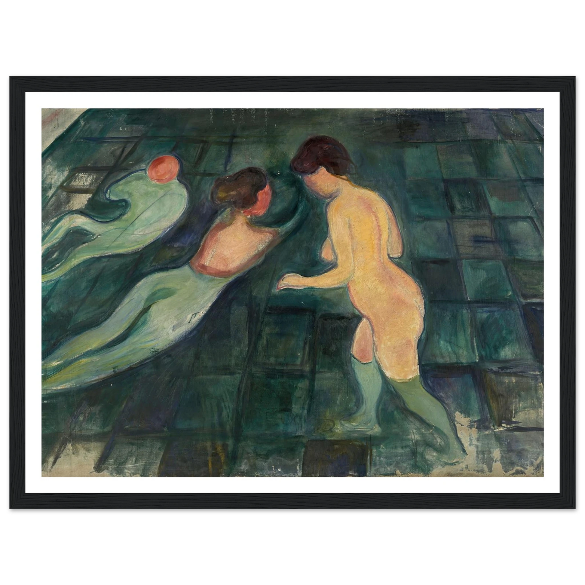 Bathing Women (1896–97) Art Print | Edvard Munch - Framed Poster - 30x40 cm / 12x16″ - Black frame