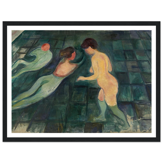 Bathing Women (1896–97) Art Print | Edvard Munch - Framed Poster - 30x40 cm / 12x16″ - Black frame