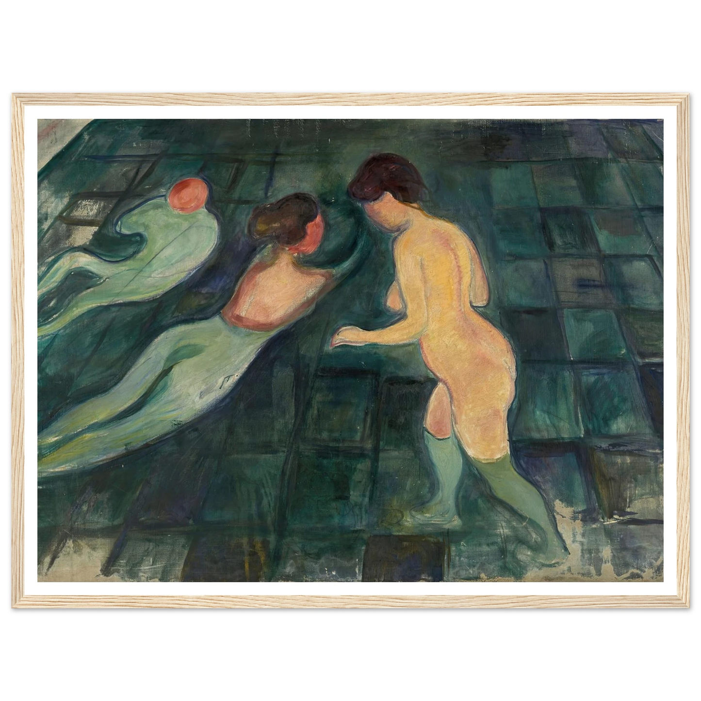 Bathing Women (1896–97) Art Print | Edvard Munch - Framed Poster - 30x40 cm / 12x16″ - Black frame