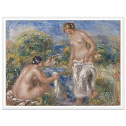 Bathing Women Art Print | Pierre Auguste Renoir - Framed Poster - 30x40 cm / 12x16″ - Black frame