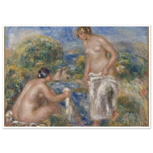 Bathing Women Art Print | Pierre Auguste Renoir - Framed Poster - 30x40 cm / 12x16″ - Black frame