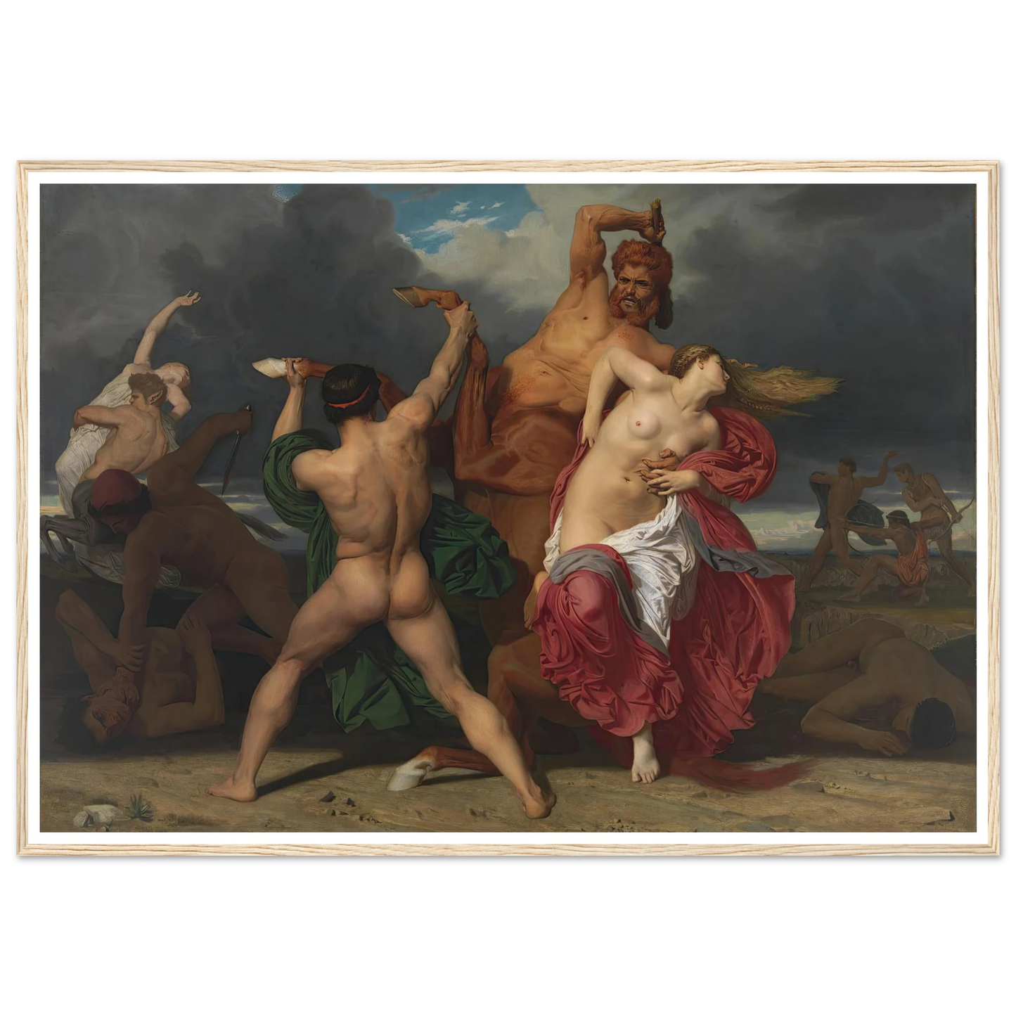 Battle Of The Centaurs And The Lapiths (1852) Art Print | William Bouguereau - Framed Poster - 30x40 cm / 12x16″ - Black frame