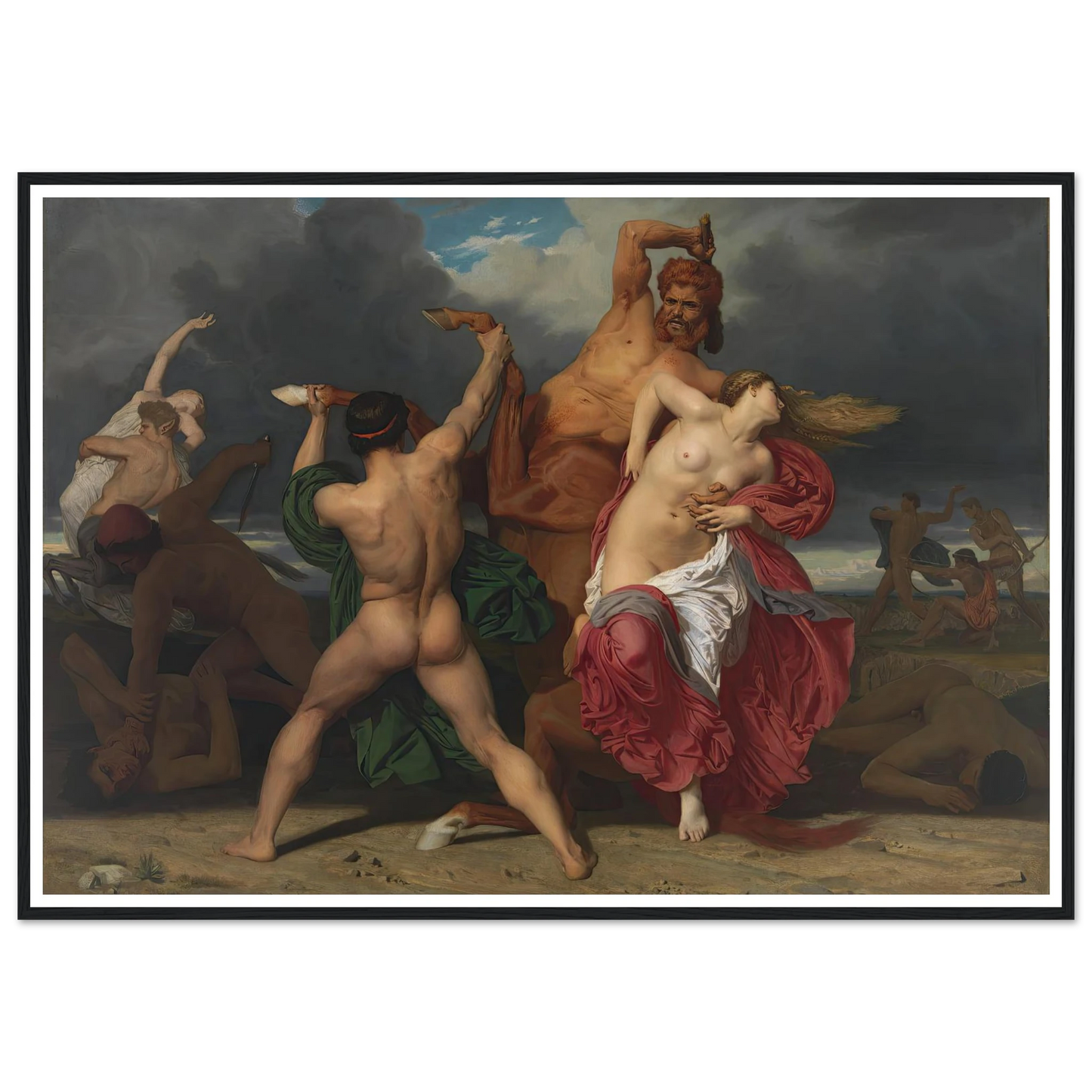 Battle Of The Centaurs And The Lapiths (1852) Art Print | William Bouguereau - Framed Poster - 30x40 cm / 12x16″ - Black frame