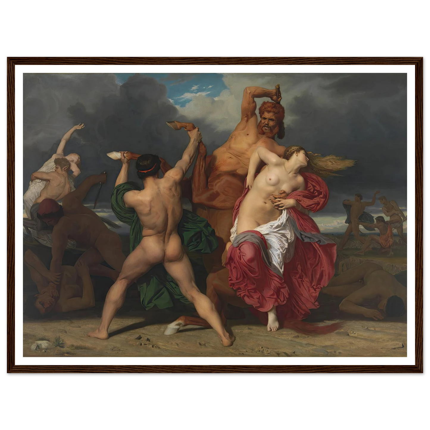 Battle Of The Centaurs And The Lapiths (1852) Art Print | William Bouguereau - Framed Poster - 30x40 cm / 12x16″ - Black frame