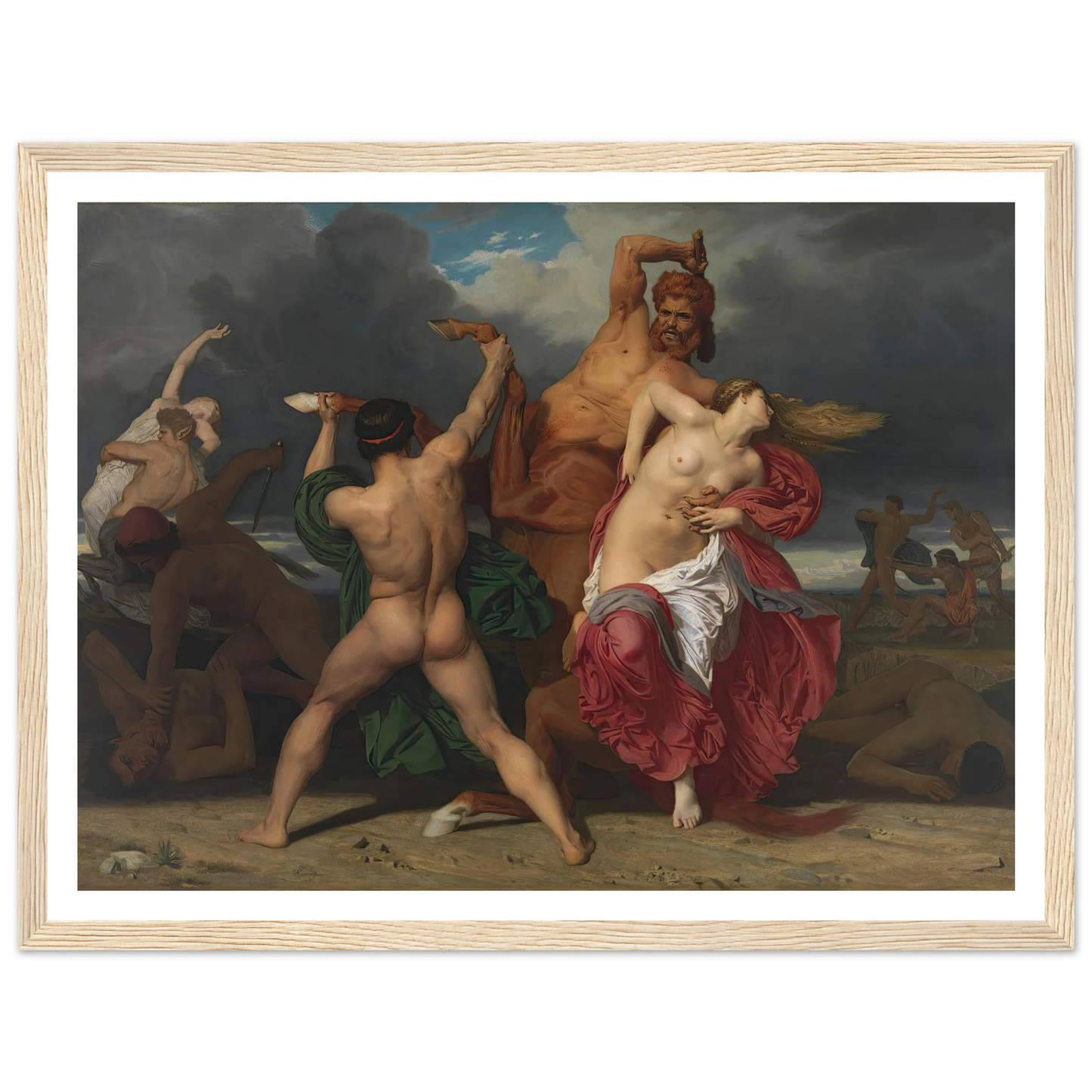 Battle Of The Centaurs And The Lapiths (1852) Art Print | William Bouguereau - Framed Poster - 30x40 cm / 12x16″ - Black frame