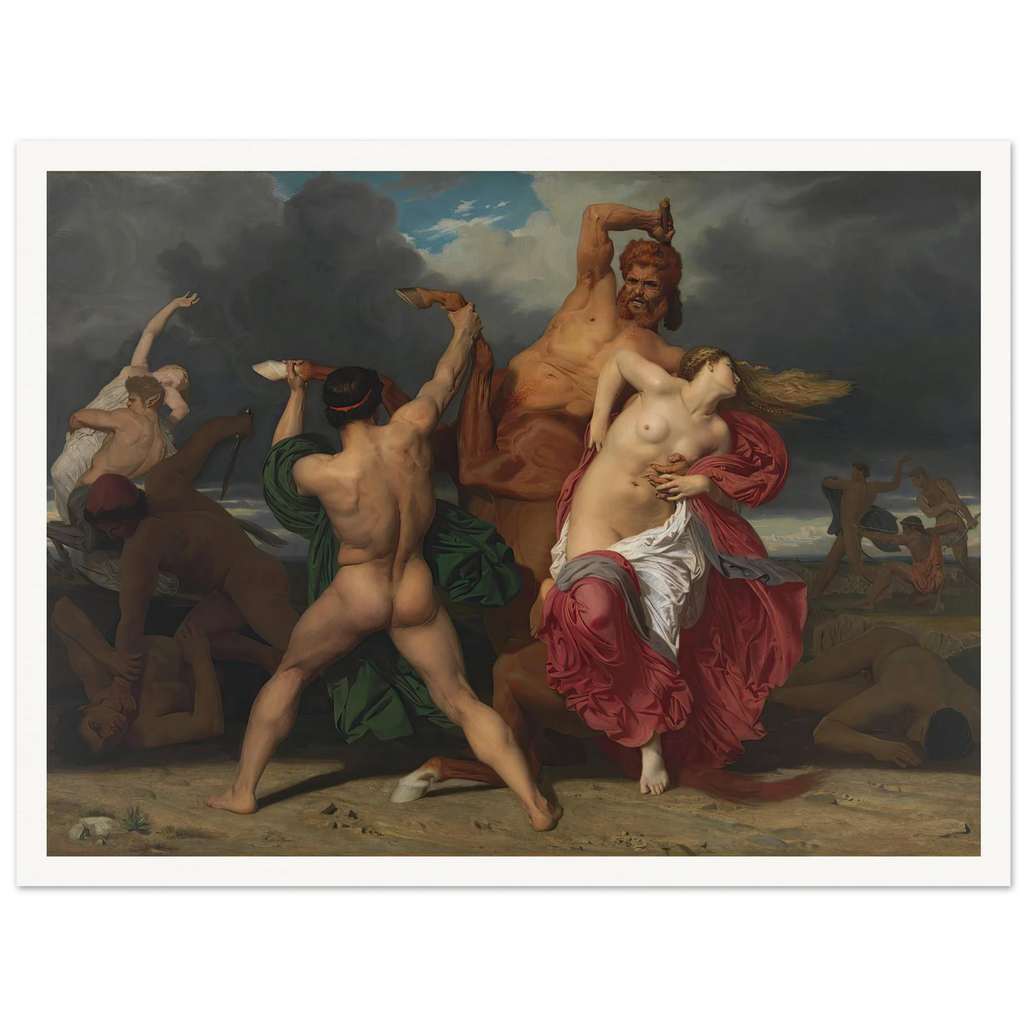 Battle Of The Centaurs And The Lapiths (1852) Art Print | William Bouguereau - Framed Poster - 30x40 cm / 12x16″ - Black frame