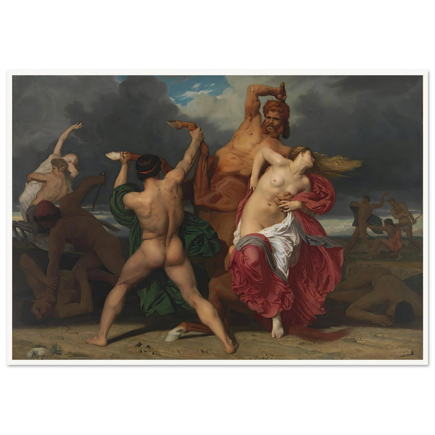 Battle Of The Centaurs And The Lapiths (1852) Art Print | William Bouguereau - Framed Poster - 30x40 cm / 12x16″ - Black frame