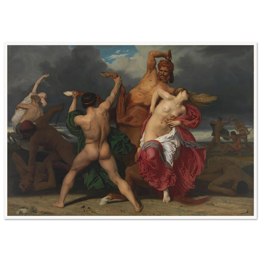 Battle Of The Centaurs And The Lapiths (1852) Art Print | William Bouguereau - Framed Poster - 30x40 cm / 12x16″ - Black frame