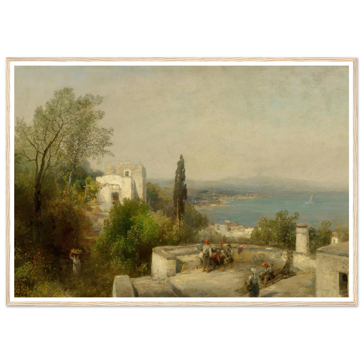 Bay of Naples Art Print | Hermann Ottomar Herzog - Framed Poster - 30x40 cm / 12x16″ - Black frame