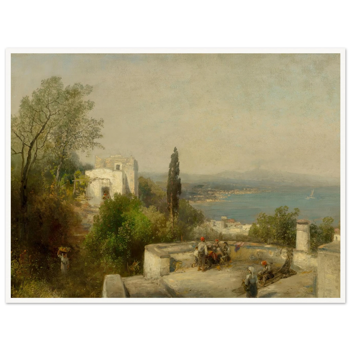 Bay of Naples Art Print | Hermann Ottomar Herzog - Framed Poster - 30x40 cm / 12x16″ - Black frame