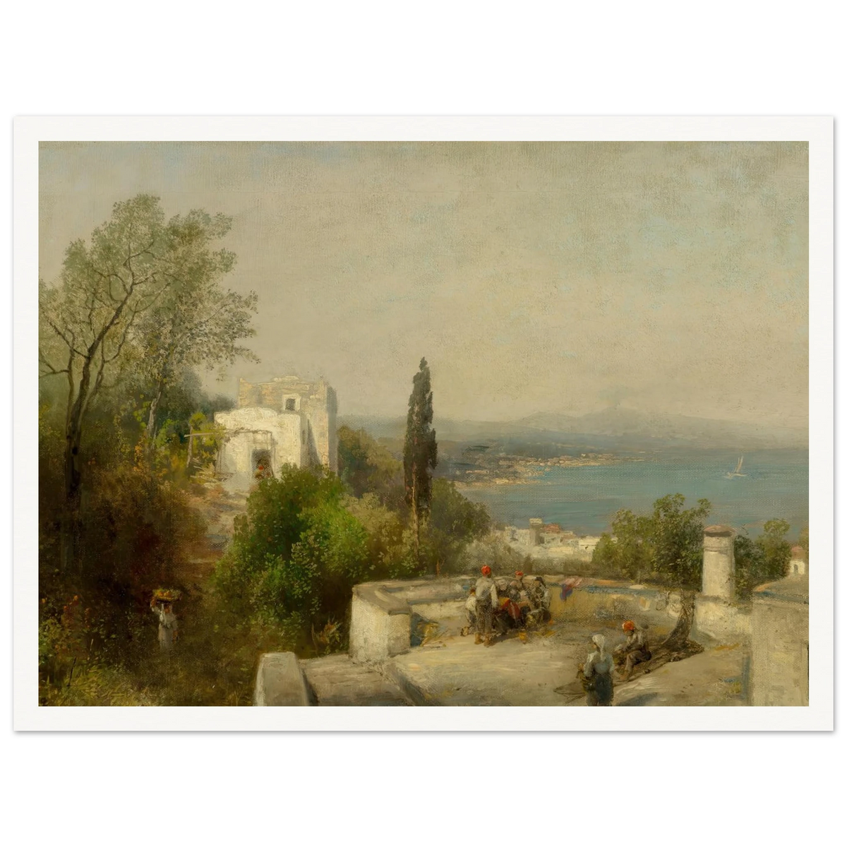 Bay of Naples Art Print | Hermann Ottomar Herzog - Framed Poster - 30x40 cm / 12x16″ - Black frame
