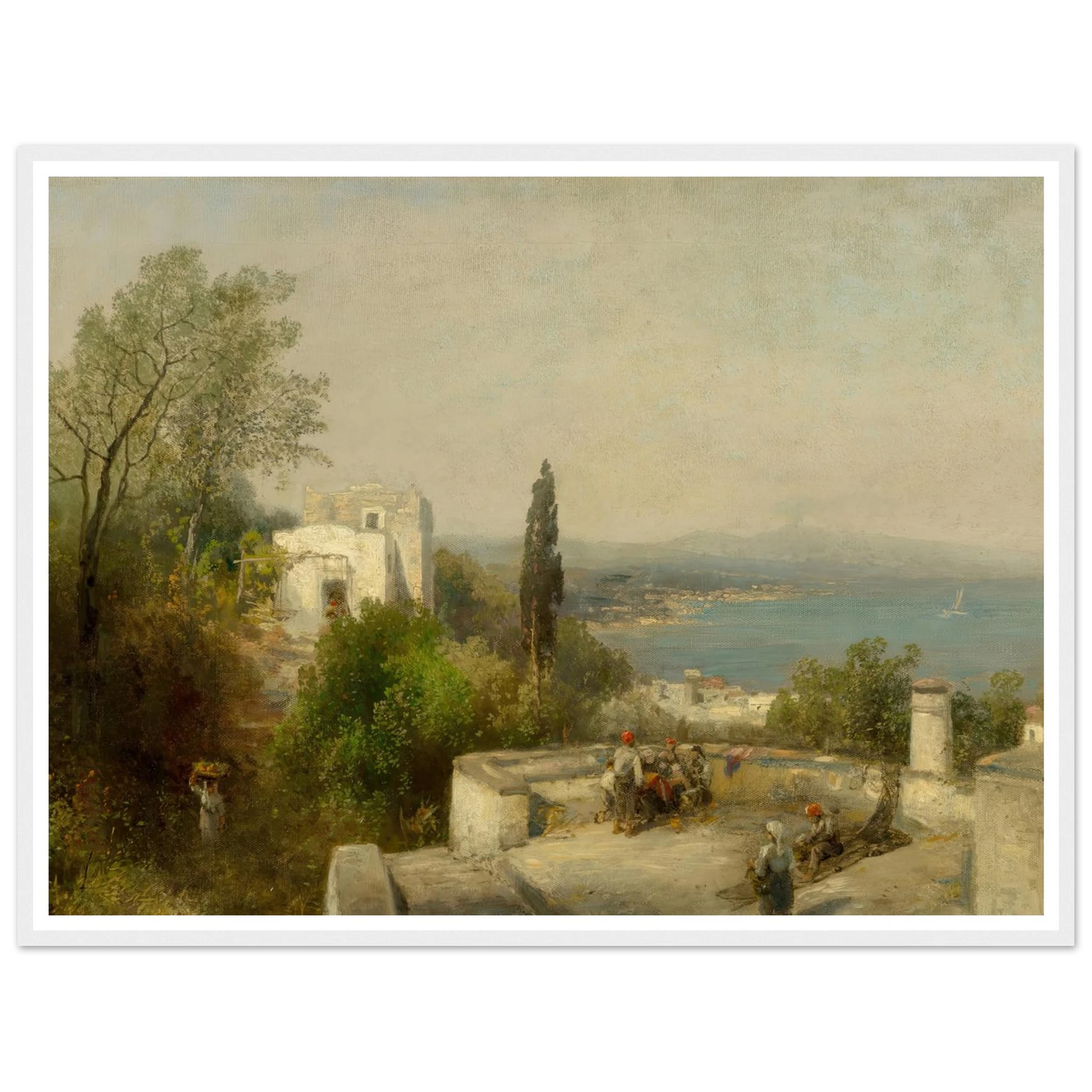 Bay of Naples Art Print | Hermann Ottomar Herzog - Framed Poster - 30x40 cm / 12x16″ - Black frame