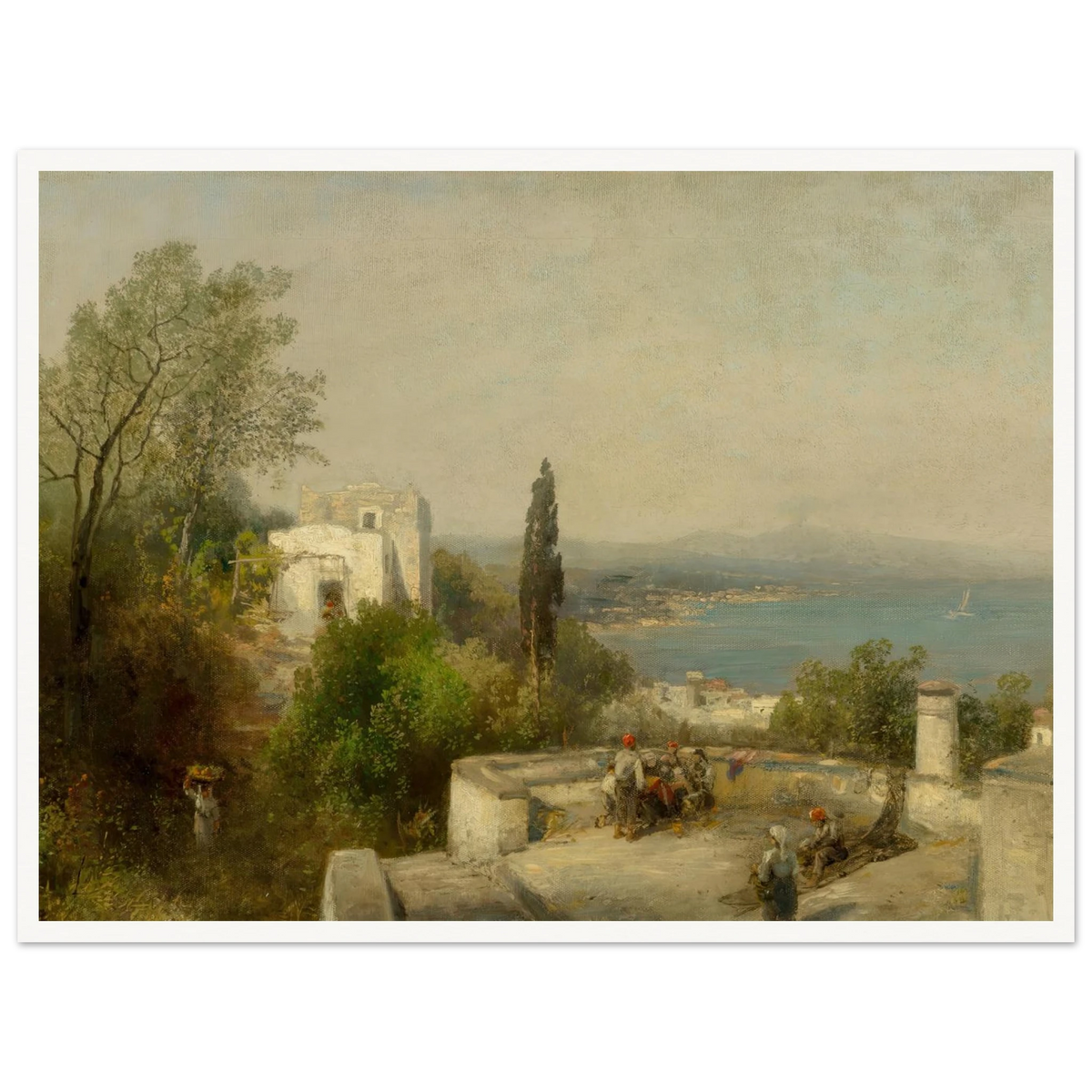 Bay of Naples Art Print | Hermann Ottomar Herzog - Framed Poster - 30x40 cm / 12x16″ - Black frame