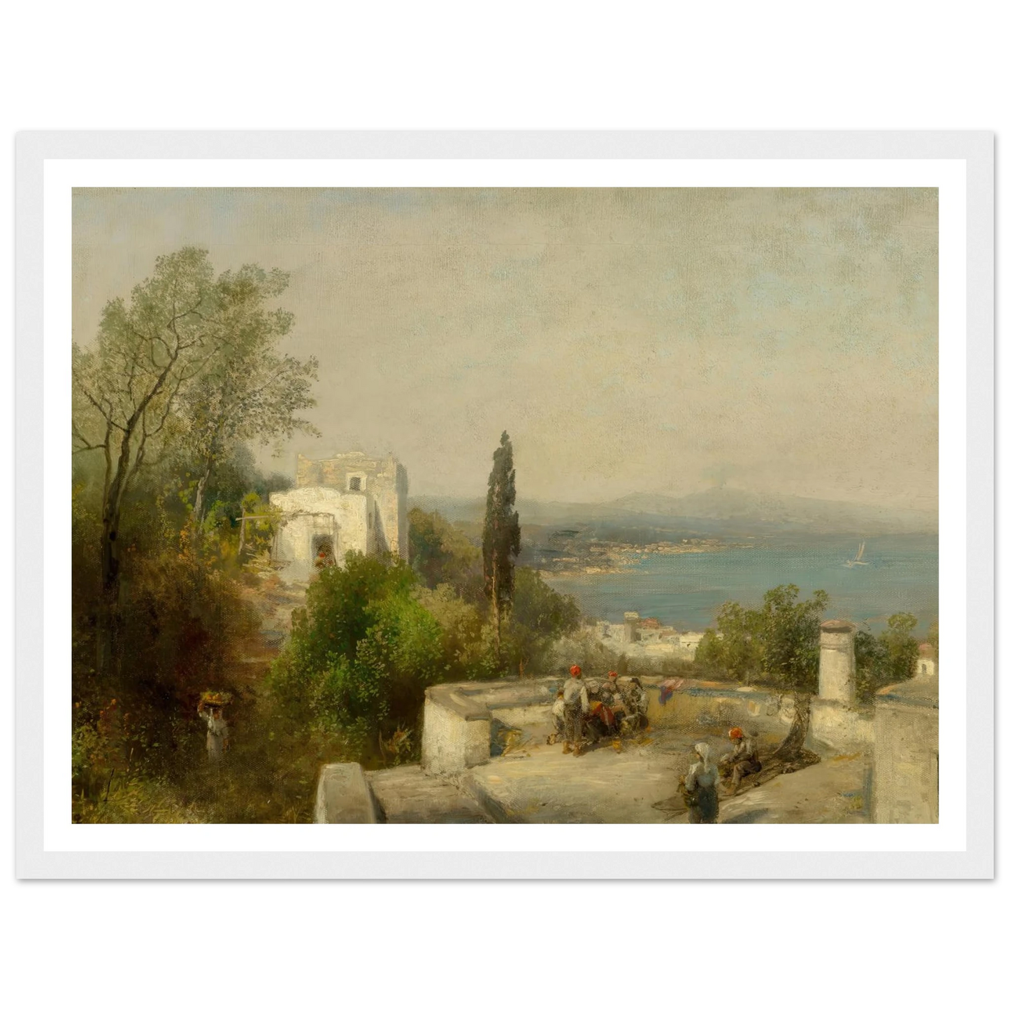 Bay of Naples Art Print | Hermann Ottomar Herzog - Framed Poster - 30x40 cm / 12x16″ - Black frame