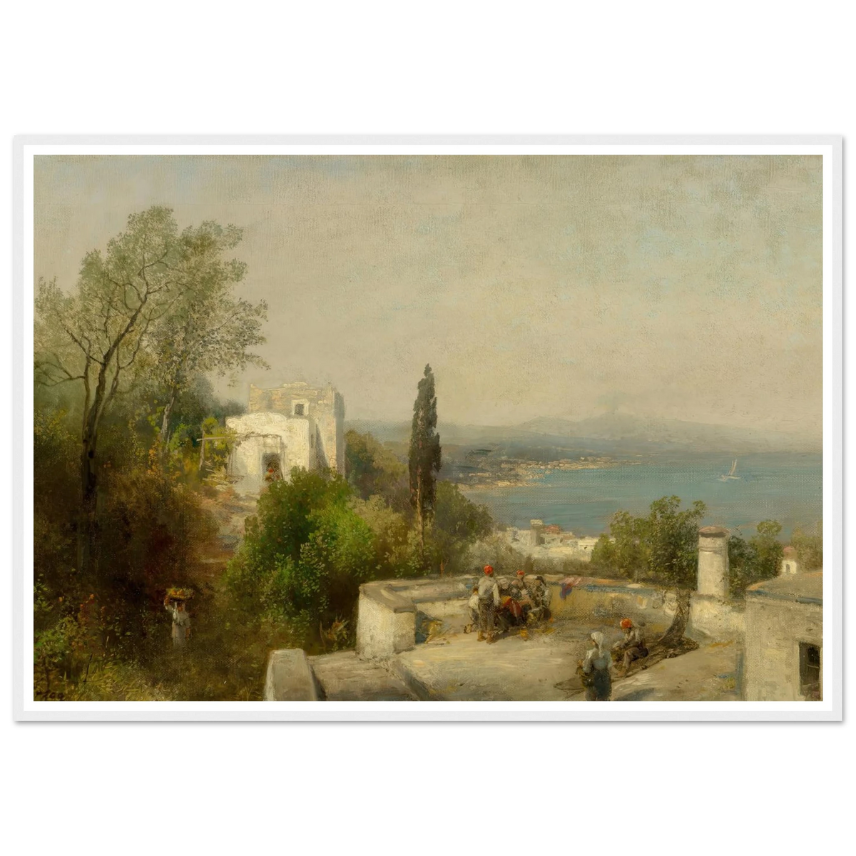 Bay of Naples Art Print | Hermann Ottomar Herzog - Framed Poster - 30x40 cm / 12x16″ - Black frame