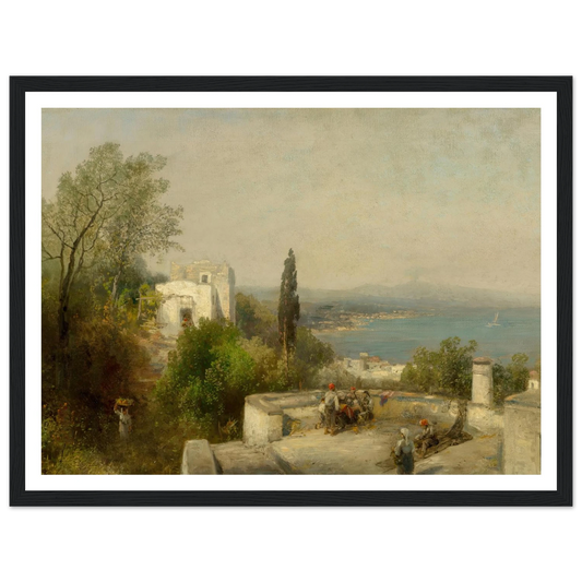 Bay of Naples Art Print | Hermann Ottomar Herzog - Framed Poster - 30x40 cm / 12x16″ - Black frame