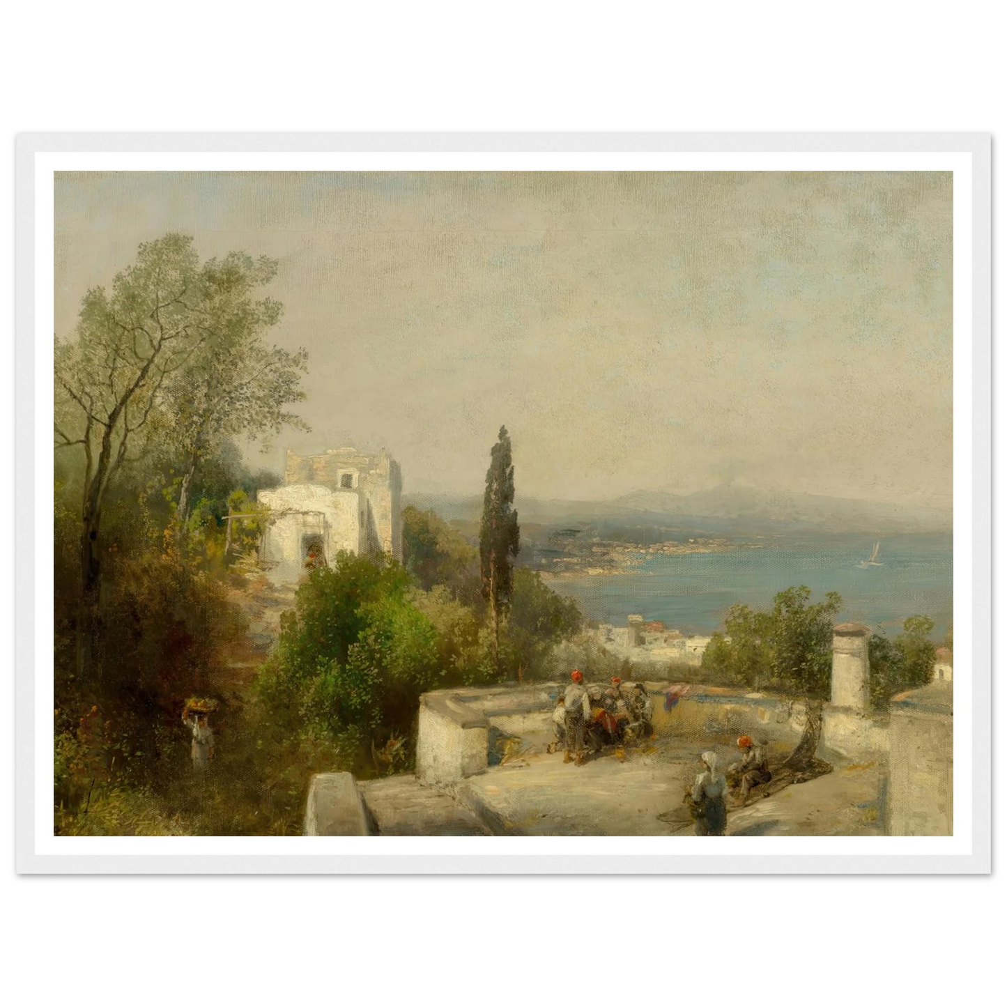 Bay of Naples Art Print | Hermann Ottomar Herzog - Framed Poster - 30x40 cm / 12x16″ - Black frame