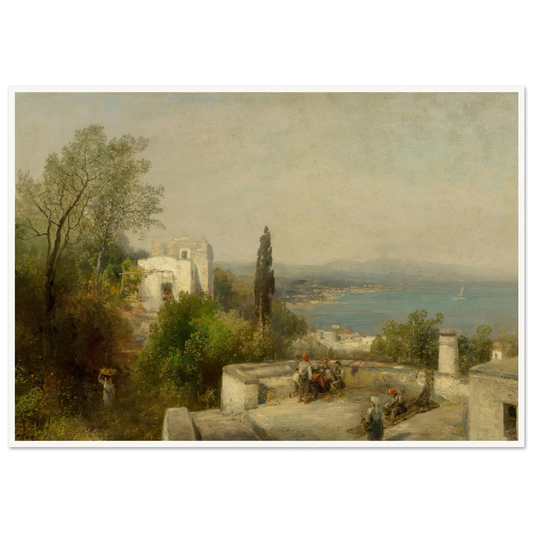 Bay of Naples Art Print | Hermann Ottomar Herzog - Framed Poster - 30x40 cm / 12x16″ - Black frame