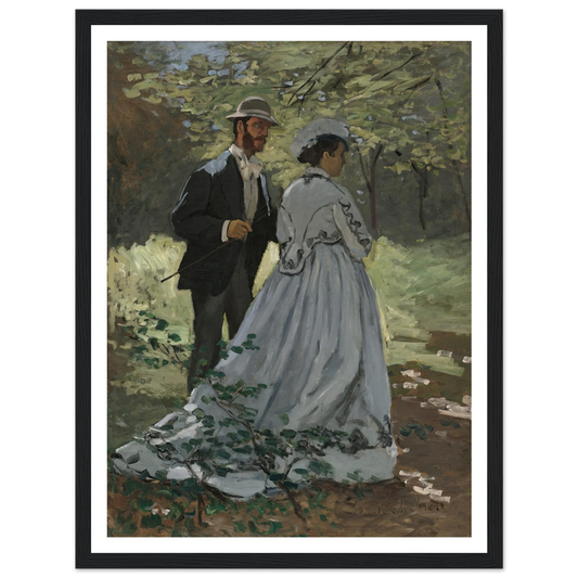 Bazille and Camille (Study for Déjeuner sur l’Herbe ) (1865) Art Print | Claude Monet - Framed Poster - 30x40 cm / 12x16″ - Black frame