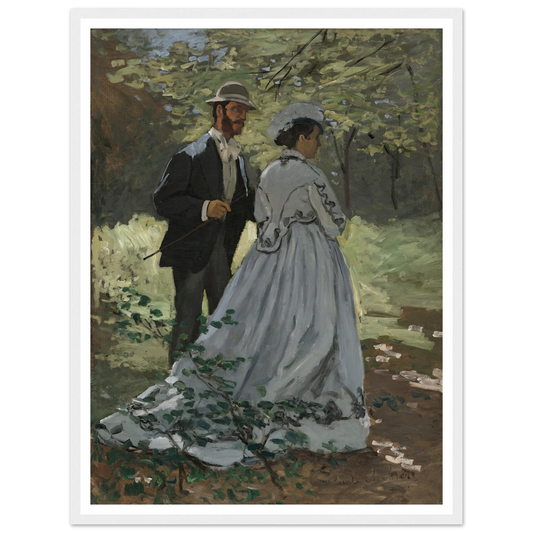 Bazille and Camille (Study for Déjeuner sur l’Herbe ) (1865) Art Print | Claude Monet - Framed Poster - 30x40 cm / 12x16″ - Black frame