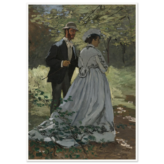 Bazille and Camille (Study for Déjeuner sur l’Herbe ) (1865) Art Print | Claude Monet - Framed Poster - 30x40 cm / 12x16″ - Black frame