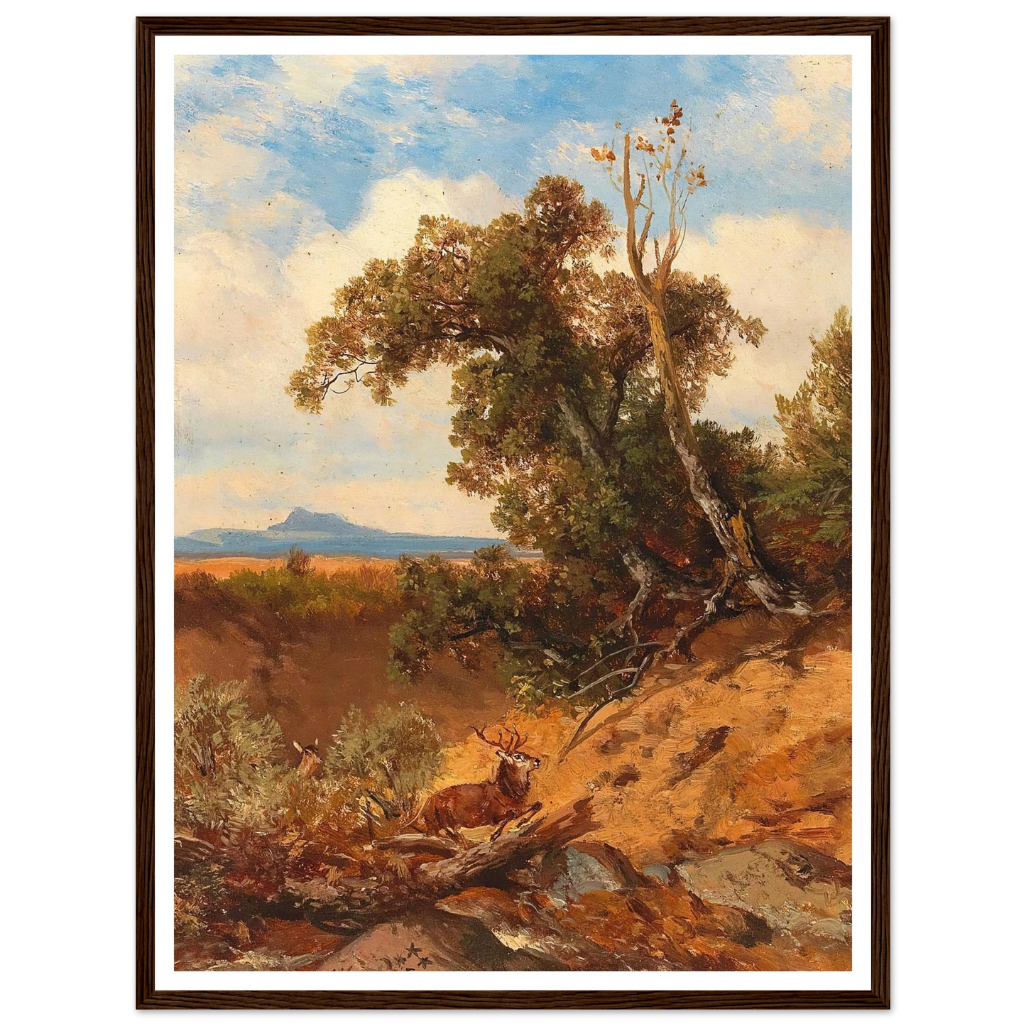 Fleeing Stag In The Foothills Of The Alps Art Print | Albert Zimmermann-Quipham Collections