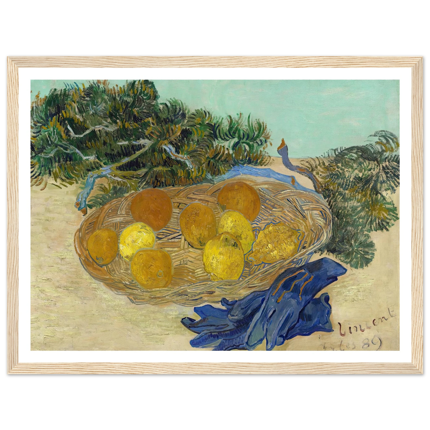 Still Life of Oranges and Lemons with Blue Gloves (1889) Art Print | Vincent van Gogh-Quipham Collections