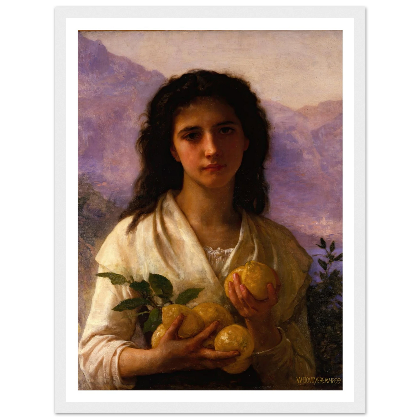 Girl Holding Lemons (1899) Art Print | William Bouguereau-Quipham Collections