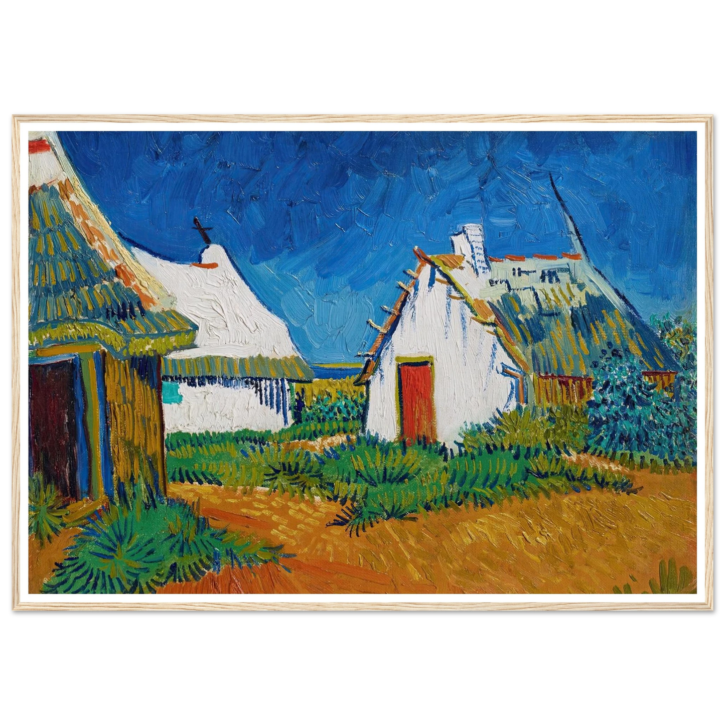 Three white cottages in Saintes-Maries (1888) Art Print | Vincent van Gogh-Quipham Collections