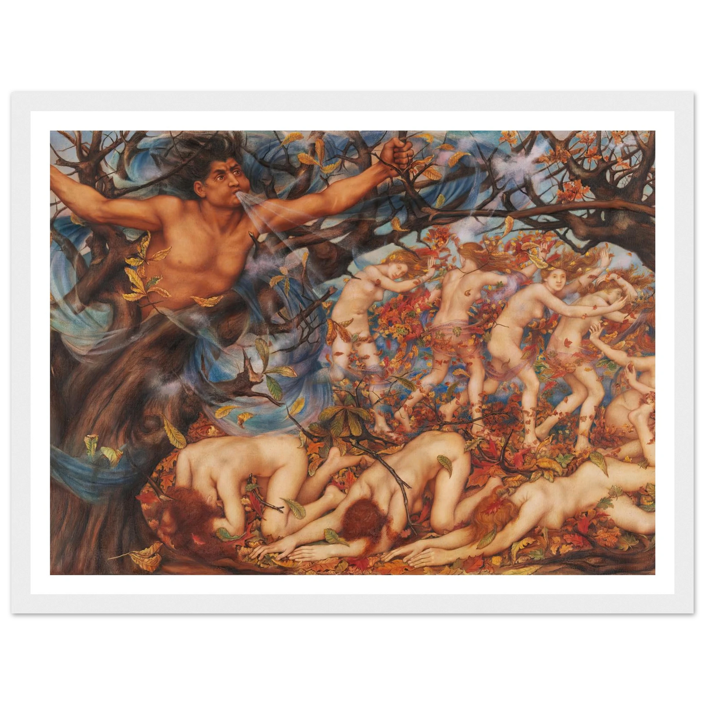 Boreas and the Fallen Leaves (1910) Art Print | Evelyn de Morgan-Quipham Collections