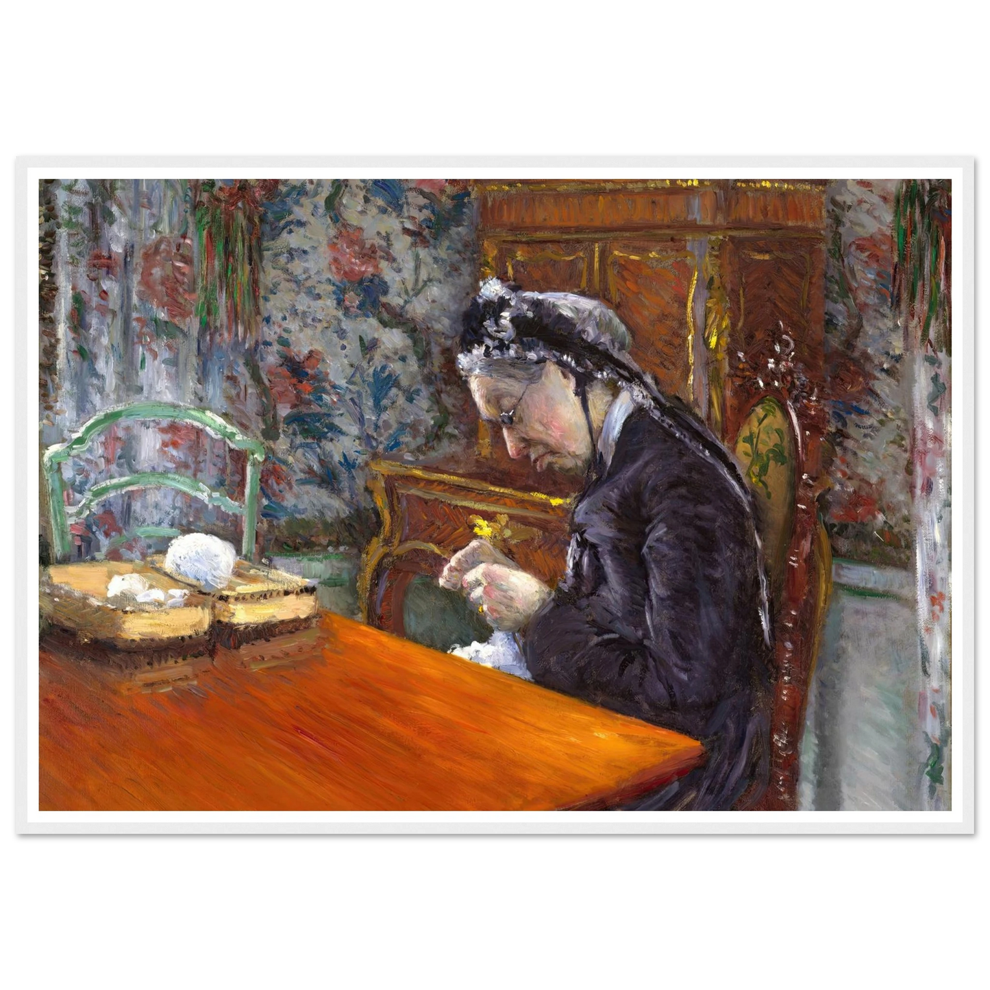Mademoiselle Boissière Knitting (1877) Art Print | Gustave Caillebotte-Quipham Collections