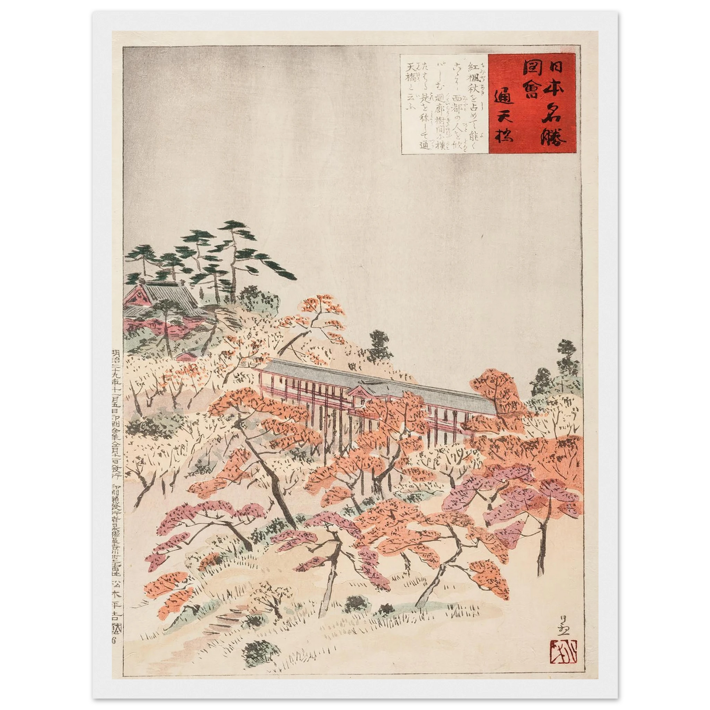 The Bridge Tsūtenkyō, Kyoto (1896) Art Print | Kobayashi Kiyochika-Quipham Collections