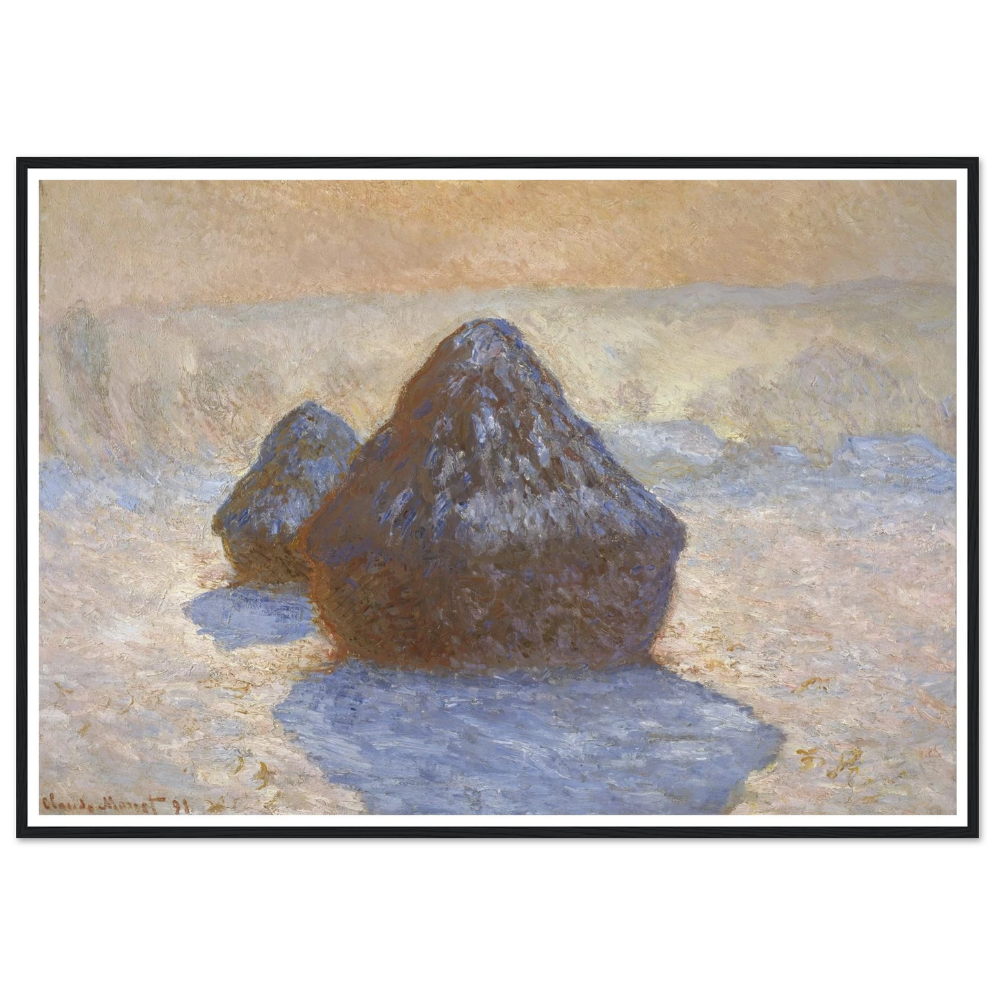 Haystacks- Snow Effect (1891) Art Print | Claude Monet-Quipham Collections