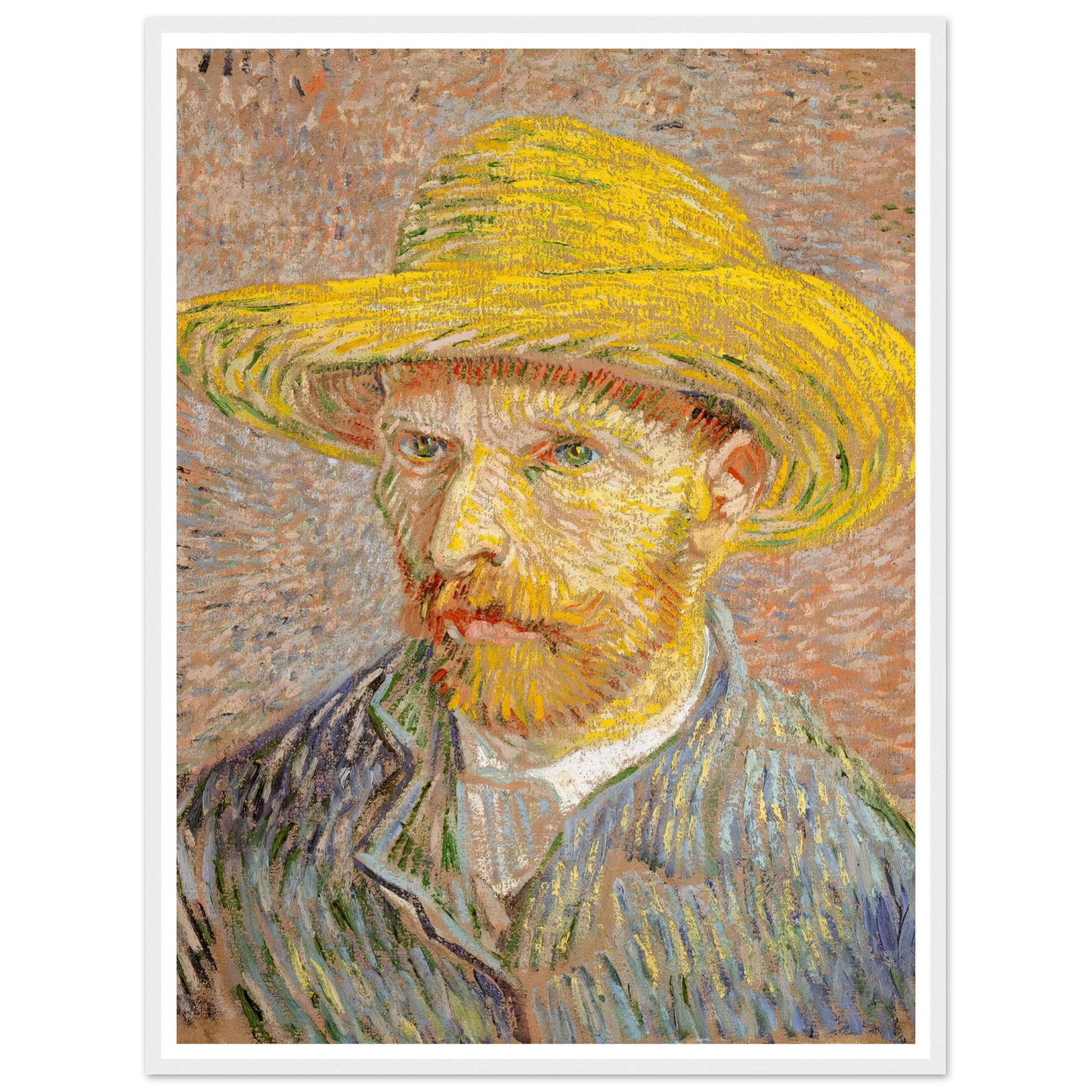 Self-Portrait with a Straw Hat (1887) Art Print | Vincent van Gogh-Quipham Collections