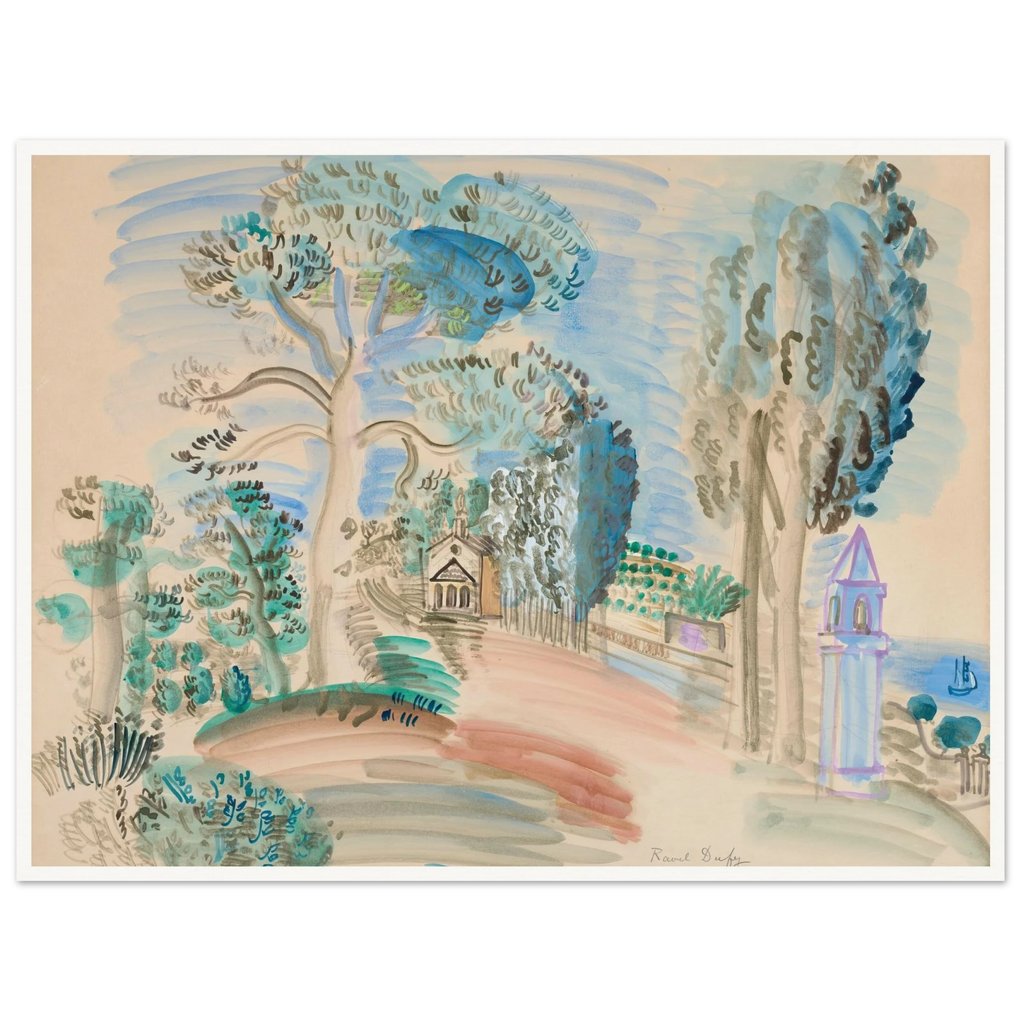 La Chapelle à Golfe Juan (circa 1923) Art Print | Raoul Dufy-Quipham Collections