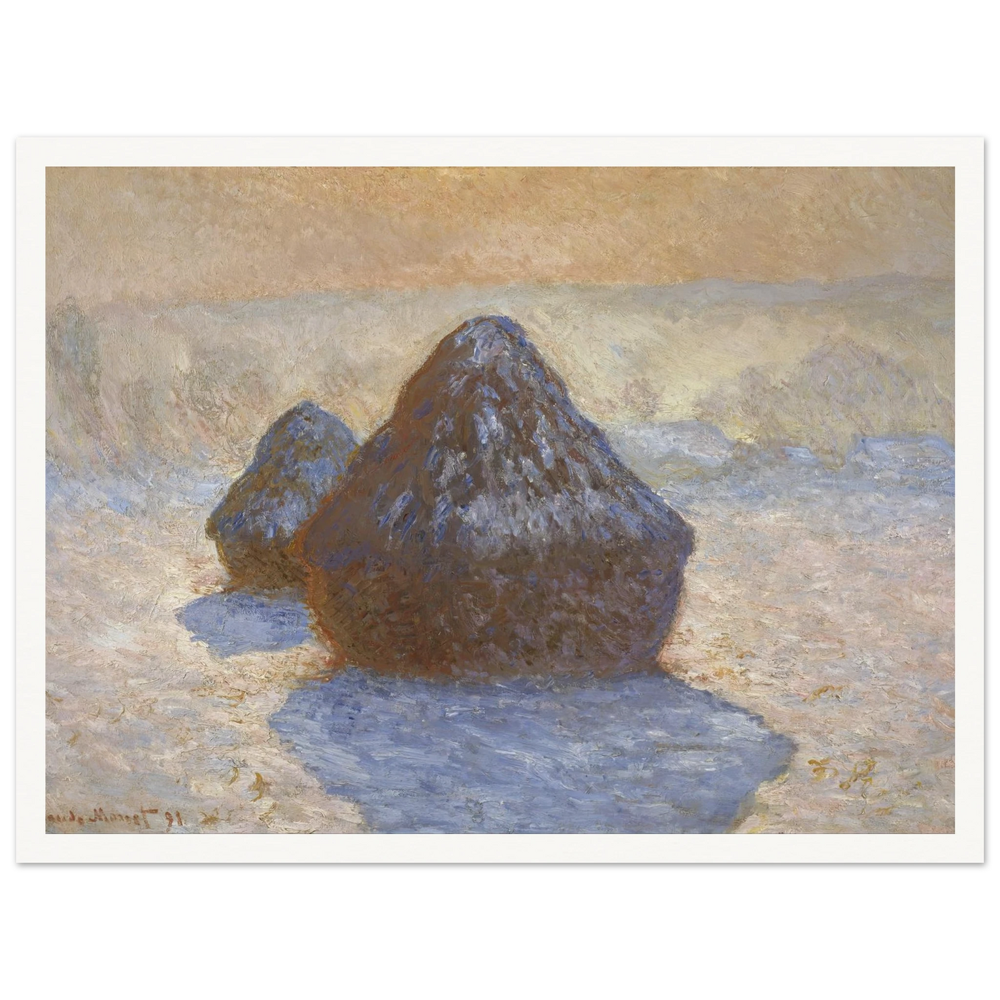 Haystacks- Snow Effect (1891) Art Print | Claude Monet-Quipham Collections