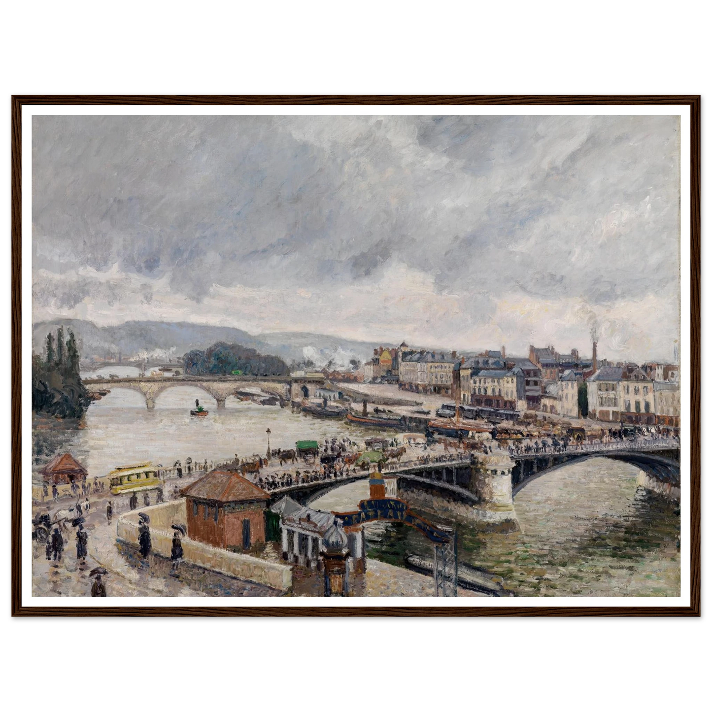 Blick auf die Grosse Brücke zu Rouen bei Regenstimmung (1896) Art Print | Camille Pissarro-Quipham Collections
