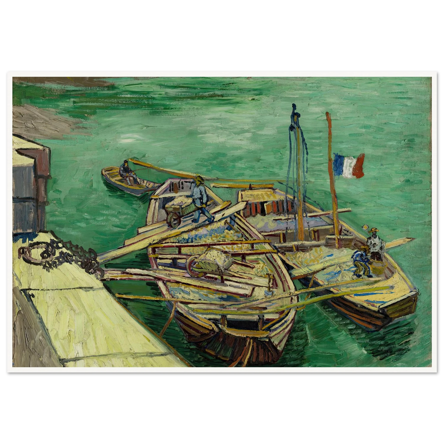 Quay with men unloading sand barges (1888) Art Print | Vincent van Gogh-Quipham Collections