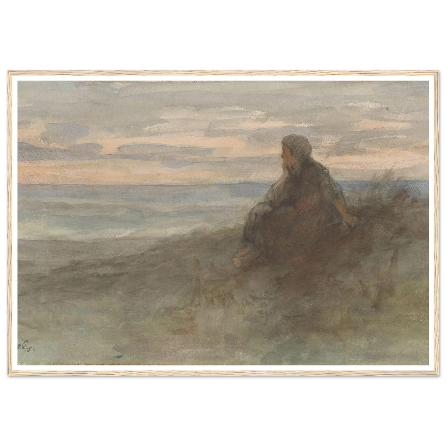 Zittende vrouw op een duin bij zee (c. 1834 - c. 1911) Art Print | Jozef Israels-Quipham Collections