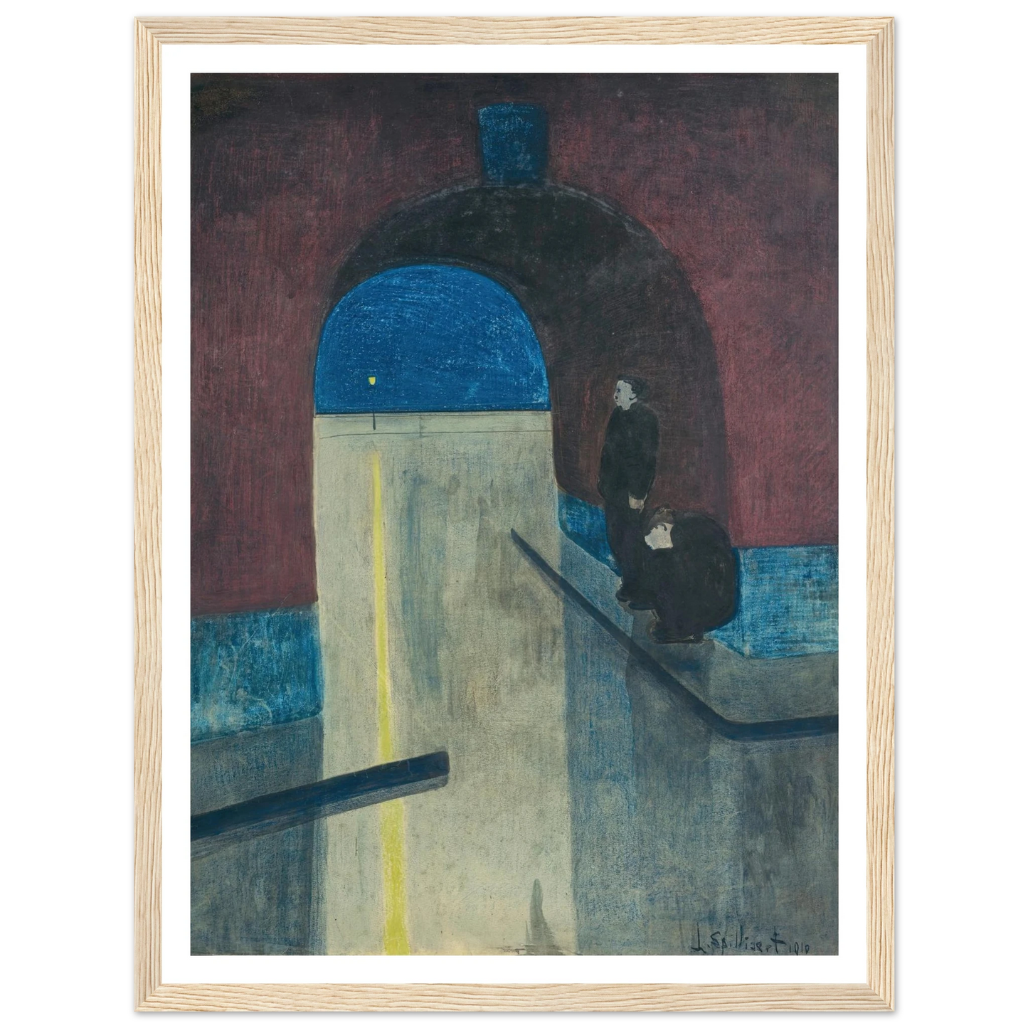 Un homme et une femme s’abritant sous une voute des Drie Gapers, Ostende (1910) Art Print | Leon Spilliaert-Quipham Collections